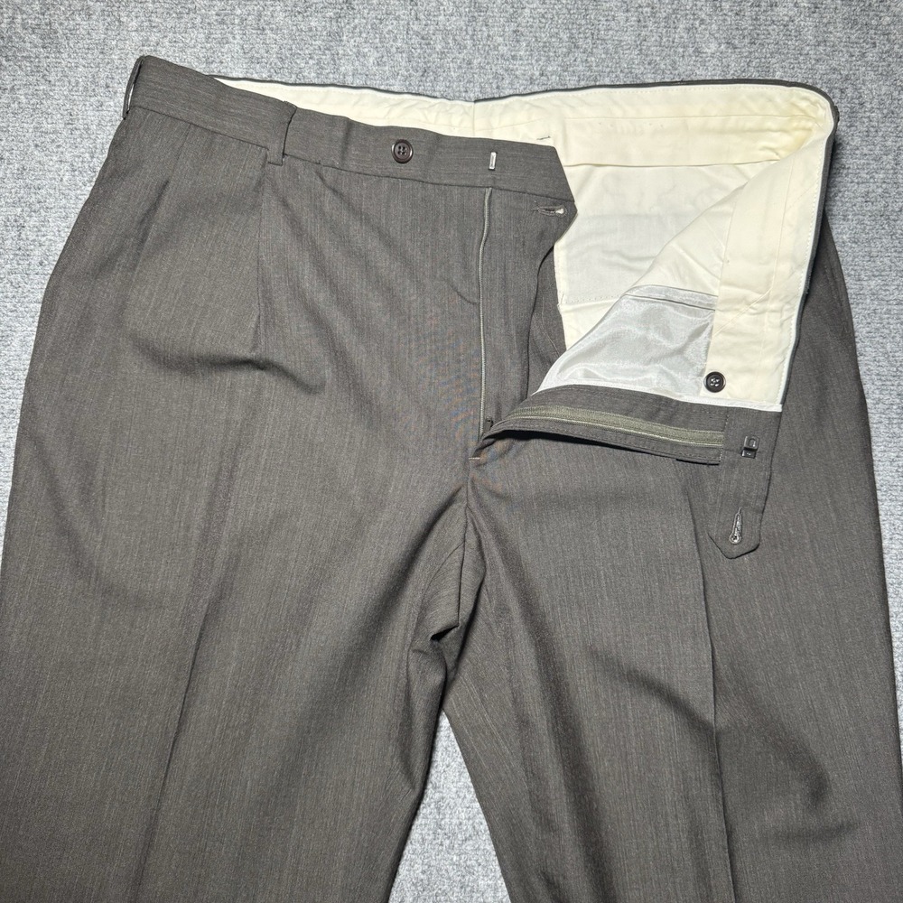 Brooks Brothers 346 Solid Dark Brown Dress Pants 100% Wool Men Fit 38x30 - Picture 4 of 14